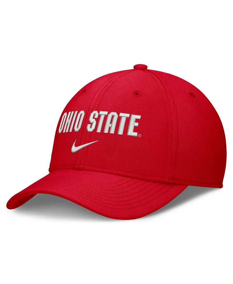 Nike Men's Scarlet Ohio State Buckeyes Rise On-Field SwooshFlex Dri-fit Flex Hat