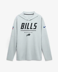 Nike Men's Platinum Buffalo Bills Sideline Lightweight Long Sleeve Hooded Dri-fit T-Shirt