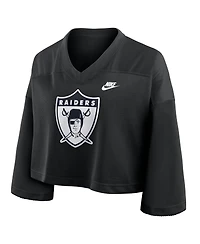 Nike Women's Black Las Vegas Raiders Rewind Cropped Mesh Dri-fit Fashion Jersey