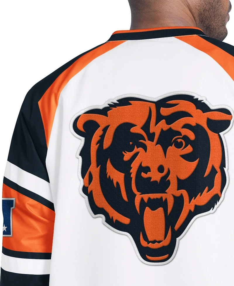 Starter Men's White Chicago Bears Infield Play Raglan V-Neck Pullover Jacket