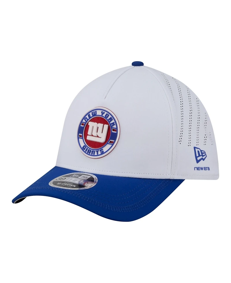New Era Men's White/Royal York Giants Patch 39THIRTY A-Frame M-Crown Perforated Flex Hat