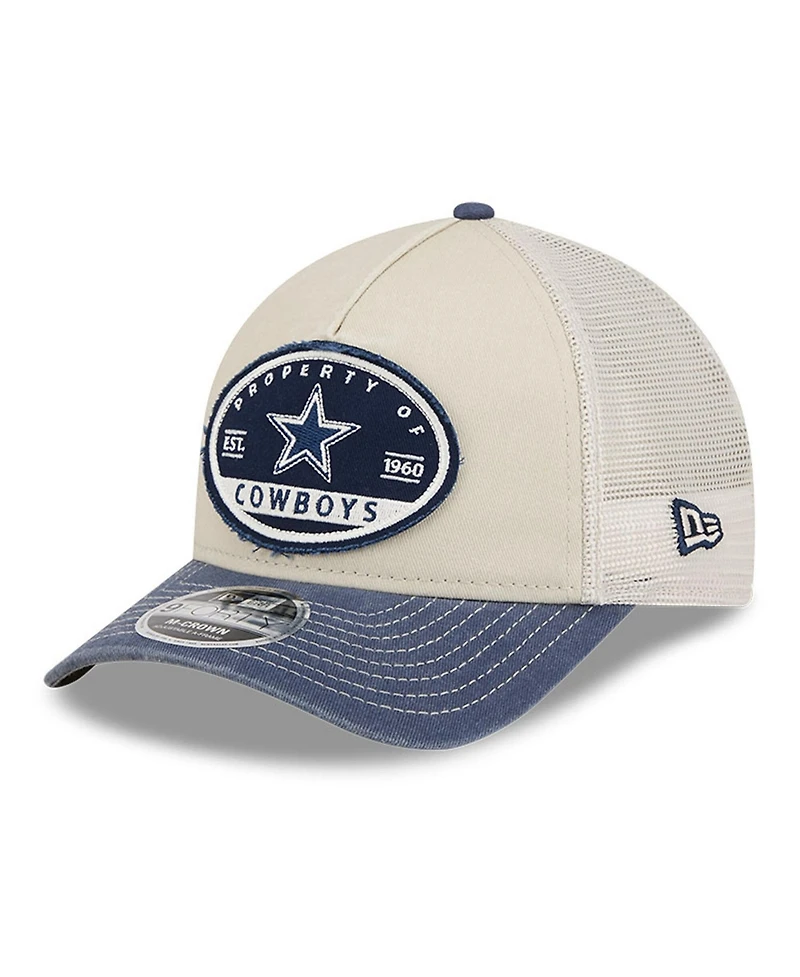 New Era Men's Natural Dallas Cowboys Frayed M-Crown A-Frame 9FORTY Adjustable Hat