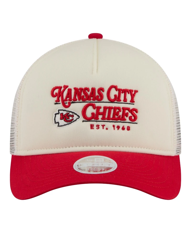 New Era Women's Cream/Red Kansas City Chiefs Retro A-Frame 9FORTY Adjustable Hat