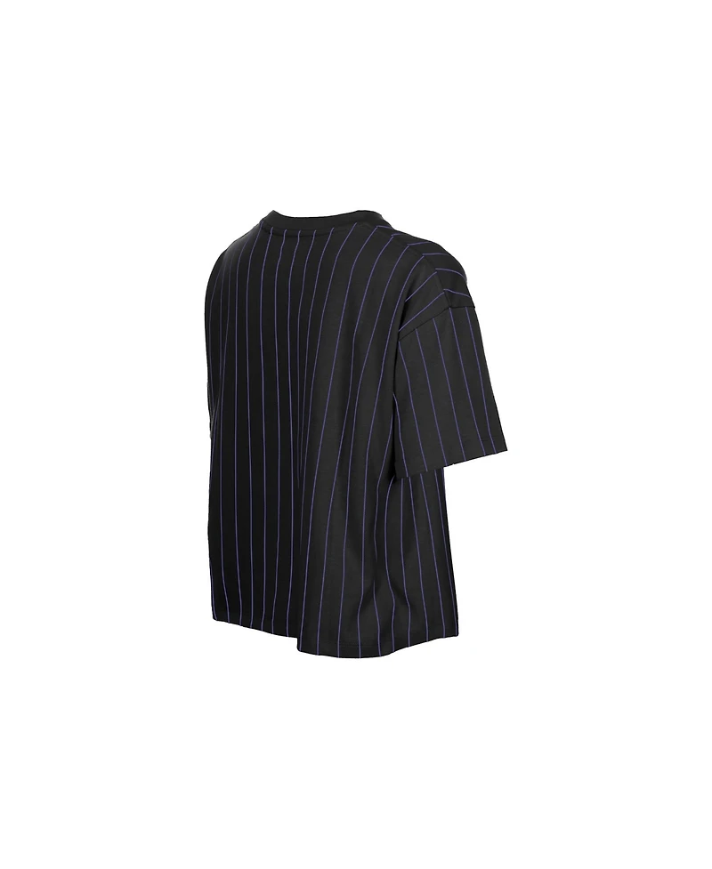 New Era Women's Black Tampa Bay Rays City Connect Throwback Meshback Pinstripe Boxy T-Shirt