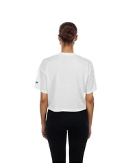 New Era Women's White Buffalo Bills Summer Mesh Cropped Boxy T-Shirt