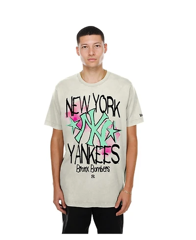 New Era Men's Cream York Yankees Lifestyle Punk Core T-Shirt
