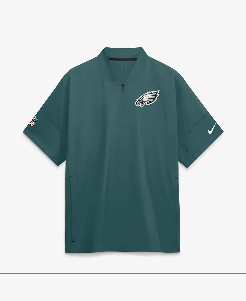 Nike Men's Midnight Green Philadelphia Eagles Sideline Short Sleeve Quarter-Zip Coaches Jacket