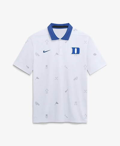 Nike Men's White Duke Blue Devils Vapor Pattern Dri-fit Polo Shirt