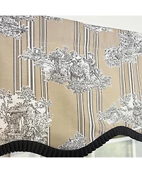 Rlf Home Caceres Stripe Trimmed Cornice Window Valance 100% Cotton Lined Rod Pocket