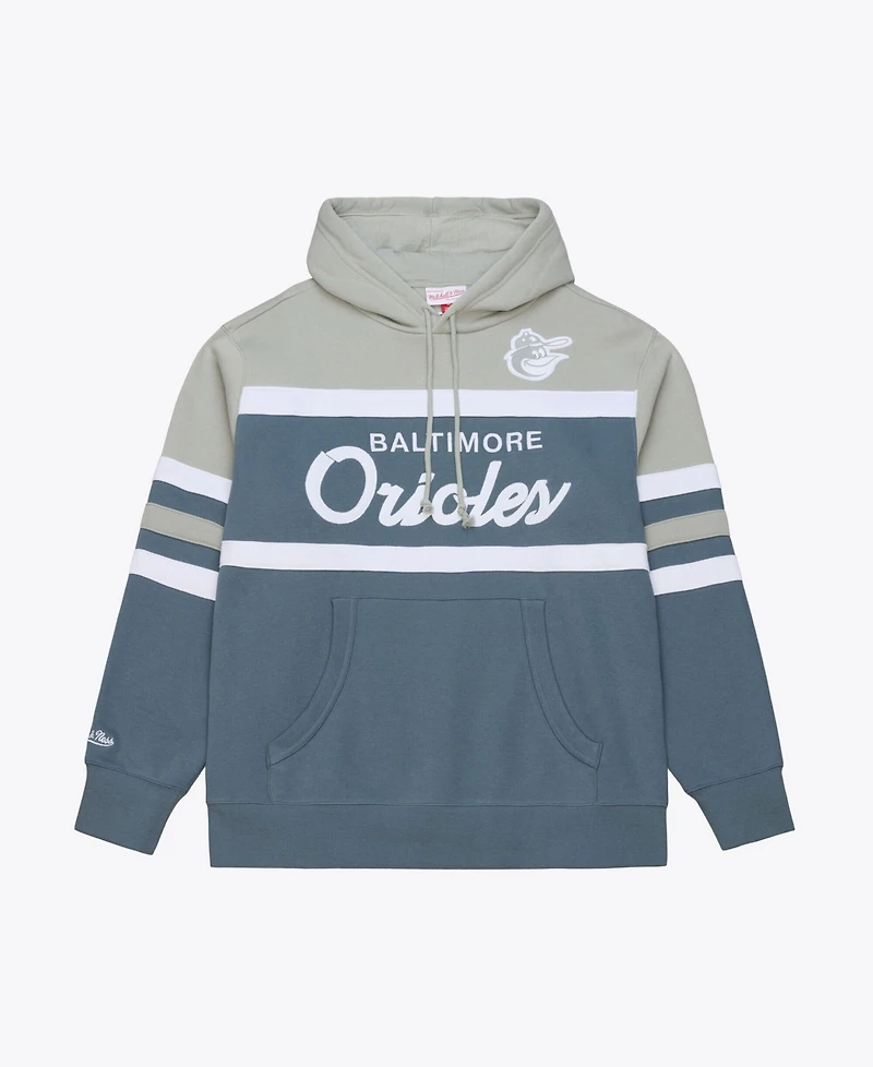 Mitchell & Ness Men's Gray Baltimore Orioles Cooperstown Collection Thunderstorm Head Coach Hoodie