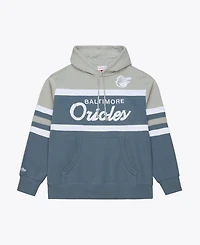 Mitchell & Ness Men's Gray Baltimore Orioles Cooperstown Collection Thunderstorm Head Coach Hoodie