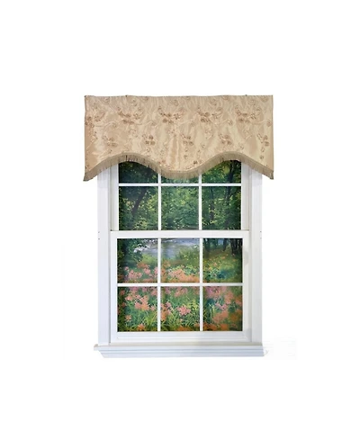 Rlf Home Ribbons Trimmed Cornice Window Valance 100% Cotton Lined Rod Pocket