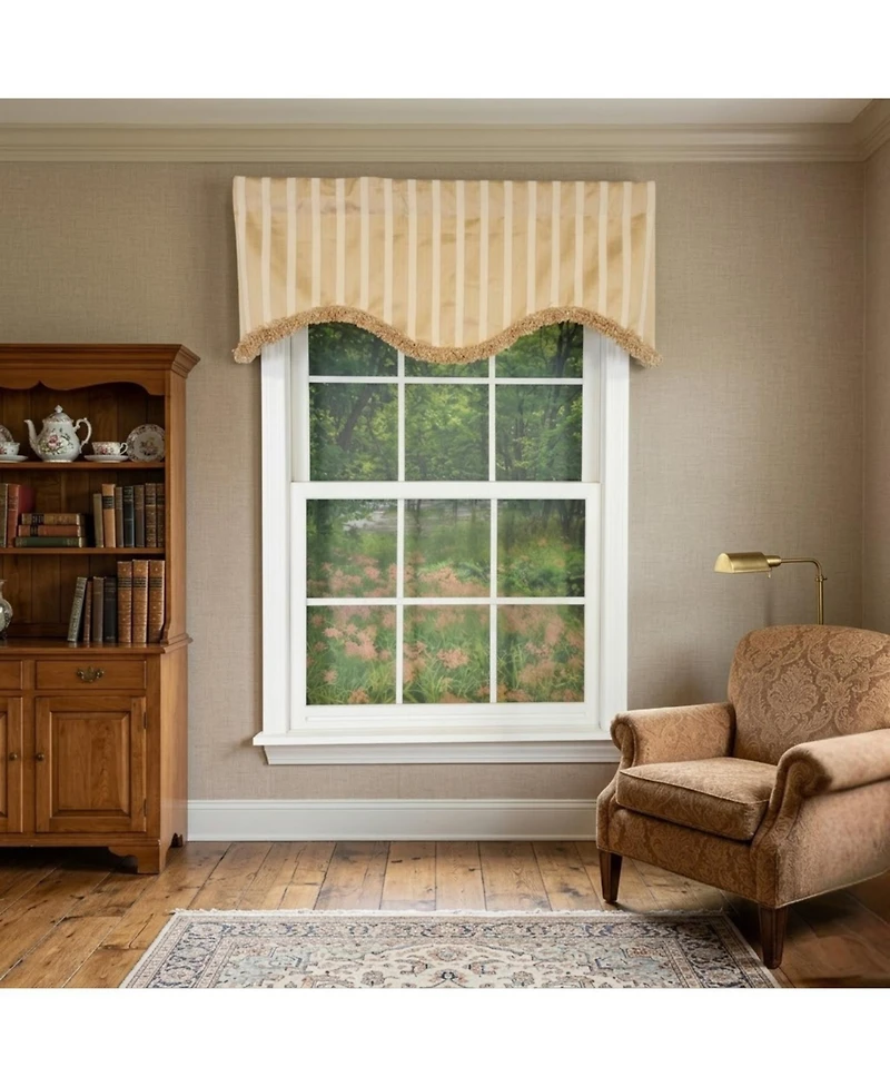 Rlf Home Nugett Trimmed Cornice Window Valance 100% Cotton Lined Rod Pocket