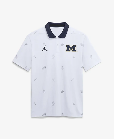 Jordan Men's White Michigan Wolverines Vapor Pattern Dri-fit Polo Shirt