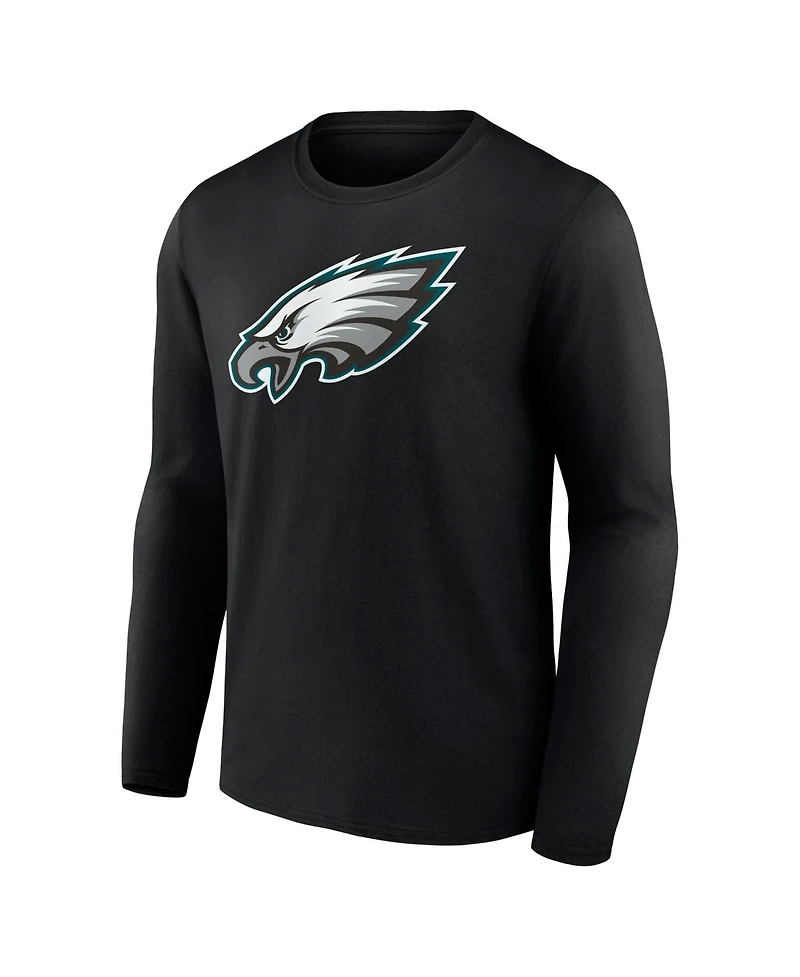 Logo Athletic Men's Black Philadelphia Eagles Primary Long Sleeve T-Shirt