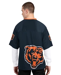 Starter Men's Navy/White Chicago Bears Short Sleeve Long T-Shirt