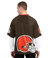 Starter Men's Brown/White Cleveland Browns Short Sleeve Long T-Shirt