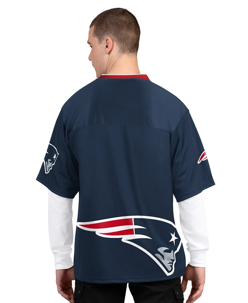 Starter Men's Navy/White New England Patriots Short Sleeve Long T-Shirt