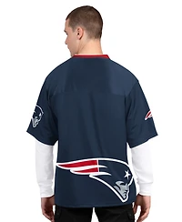 Starter Men's Navy/White New England Patriots Short Sleeve Long T-Shirt