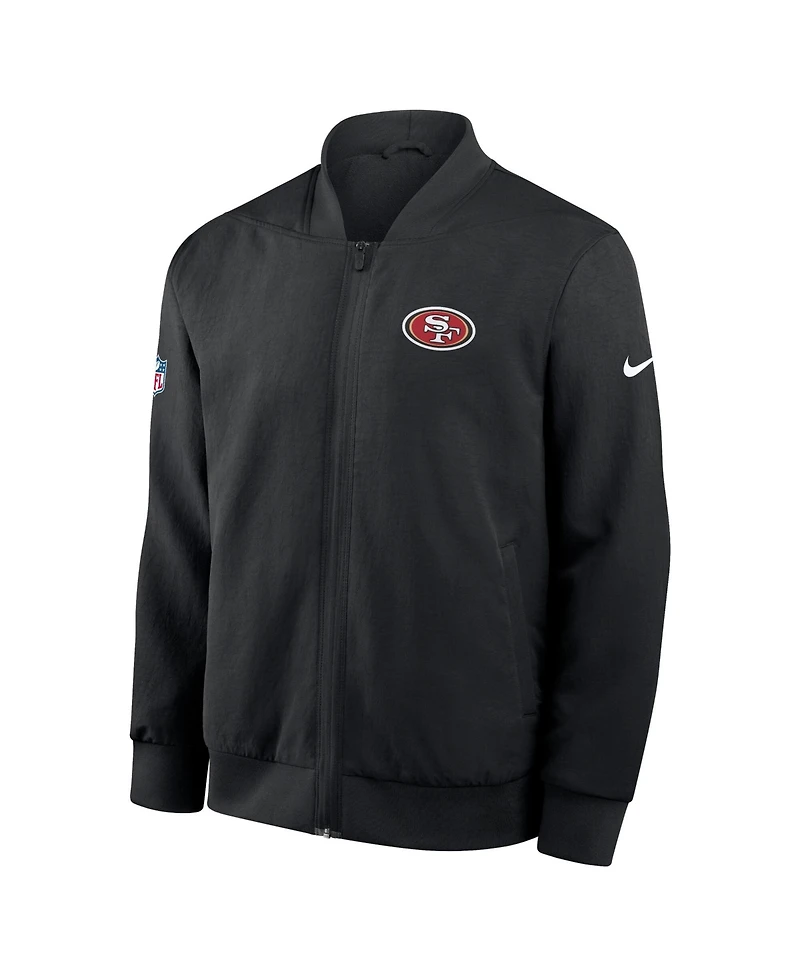 Nike Men's Black San Francisco 49ers Sideline Full-Zip Bomber Jacket