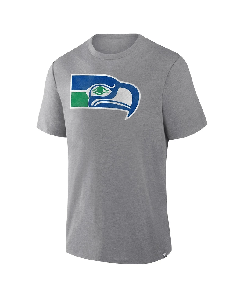 Fanatics Men's Heather Gray Seattle Seahawks Heritage Tribute Tri-Blend T-Shirt