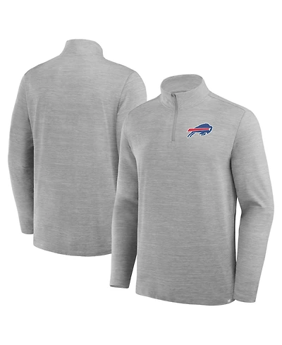 Fanatics Men's Heather Gray Buffalo Bills Clutch Quarter-Zip Pullover Sweatshirt