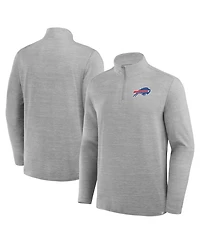 Fanatics Men's Heather Gray Buffalo Bills Clutch Quarter-Zip Pullover Sweatshirt