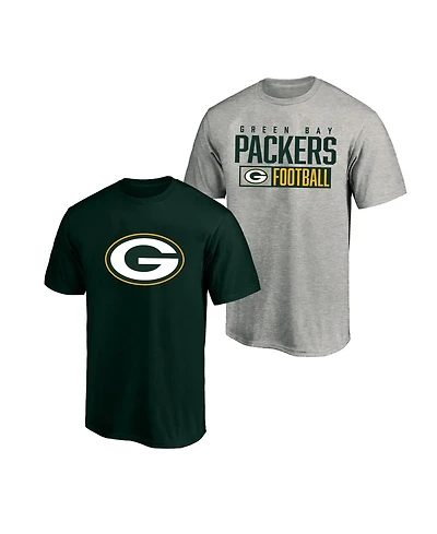 Fanatics Men's 2-Pack Heather Gray/Green Green Bay Packers Big & Tall T-Shirt