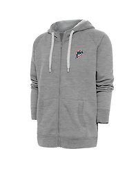 Antigua Men's Heather Gray Miami Dolphins Throwback Logo Victory Full-Zip Hoodie