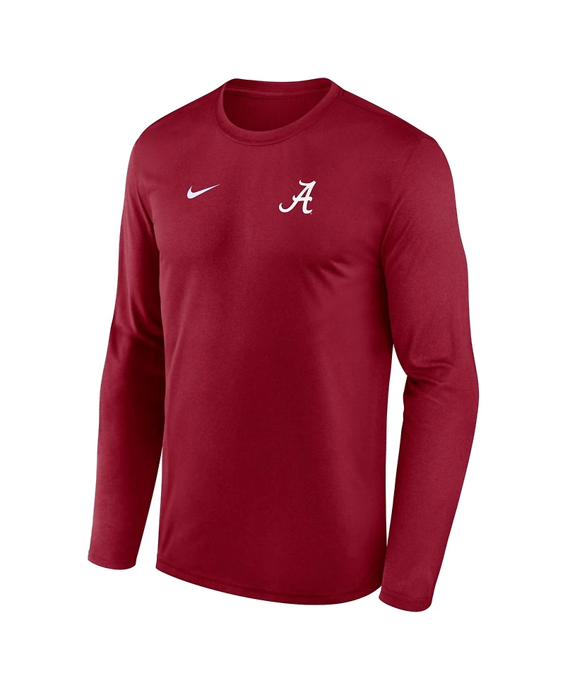 Nike Men's Crimson Alabama Tide 2026 Sideline Small Logo Legend Dri-fit Long Sleeve T-Shirt