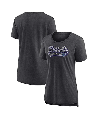 Fanatics Women's Heather Charcoal Charlotte Hornets League Leader Tri-Blend T-Shirt
