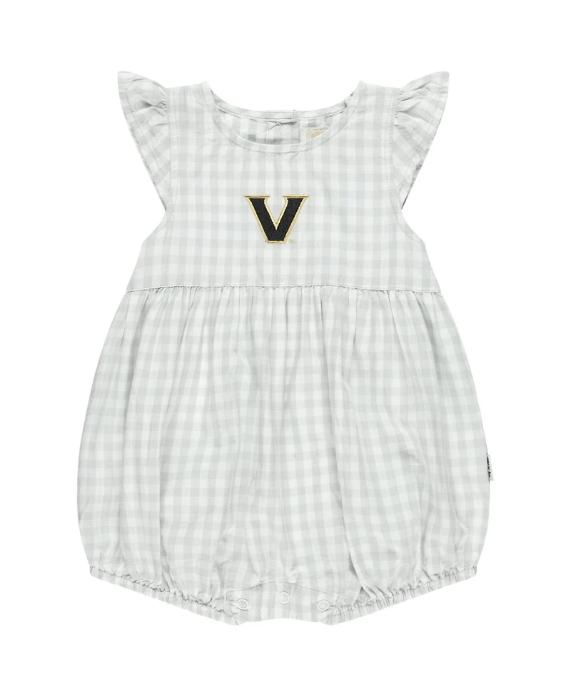Garb Girl's Baby Boys and Girls Gray Vanderbilt Commodores Cara Gingham Ruffled Bodysuit
