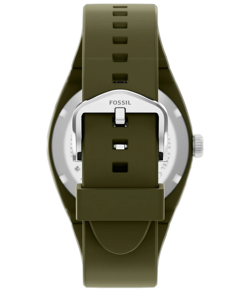 Fossil Men's Everett Three-Hand Olive Silicone Watch 42mm