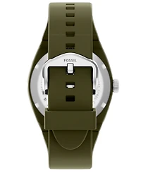 Fossil Men's Everett Three-Hand Olive Silicone Watch 42mm