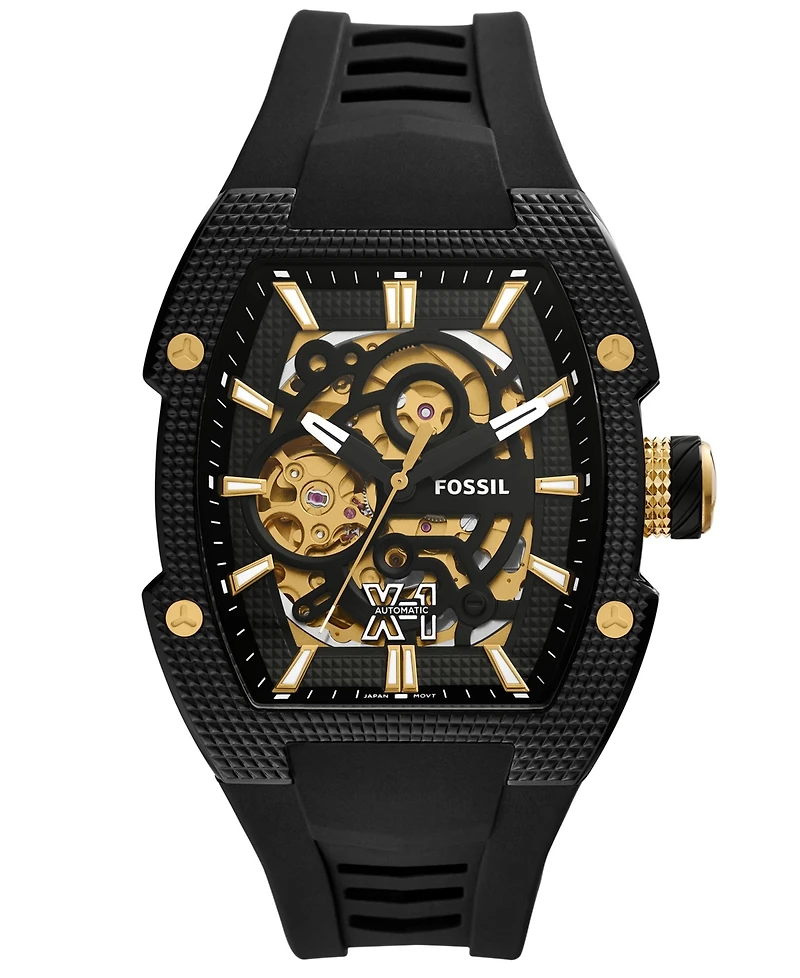 Fossil Men's Machine X1 Automatic Black Silicone Watch 44mm