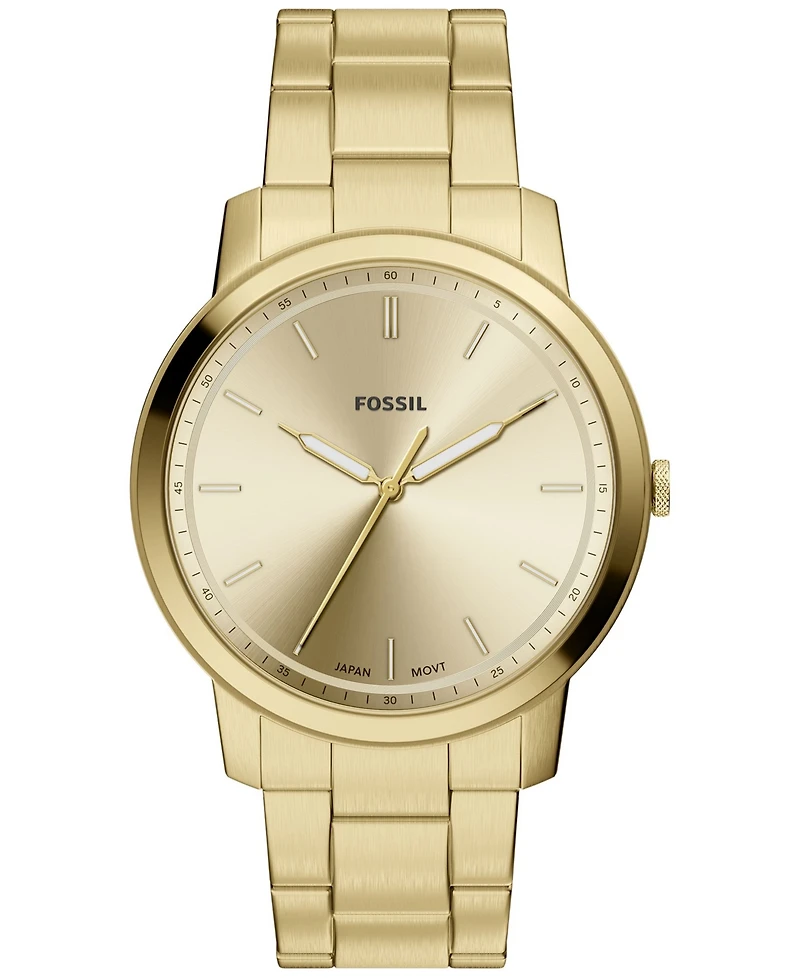 Fossil Men's Minimalist Three-Hand Gold-Tone Stainless Steel Watch 44mm