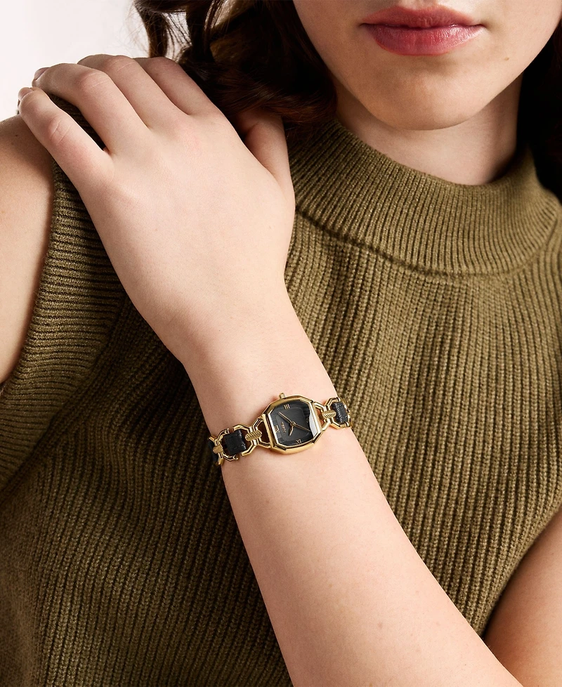 Fossil Women's Harlow Three-Hand Leather and Gold-Tone Stainless Steel Watch 22mm