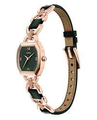 Fossil Women's Harlow Three-Hand Green Leather and Rose Gold-Tone Stainless Steel Watch 22mm
