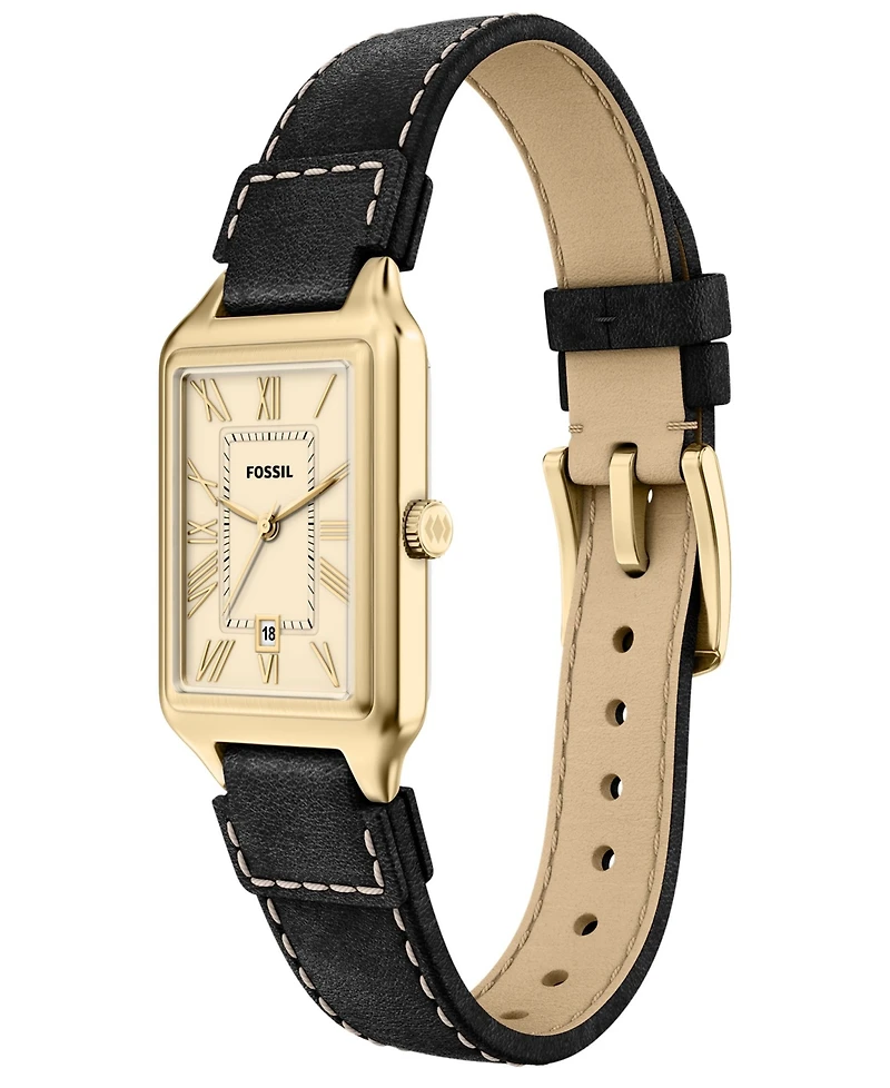 Fossil Women's Raquel Three-Hand Date Black Leather Watch 23mm