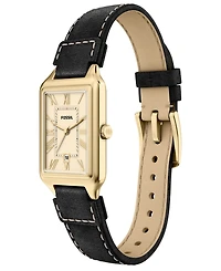 Fossil Women's Raquel Three-Hand Date Black Leather Watch 23mm