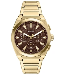 Fossil Men's Everett Chronograph Gold-Tone Stainless Steel Watch 44mm