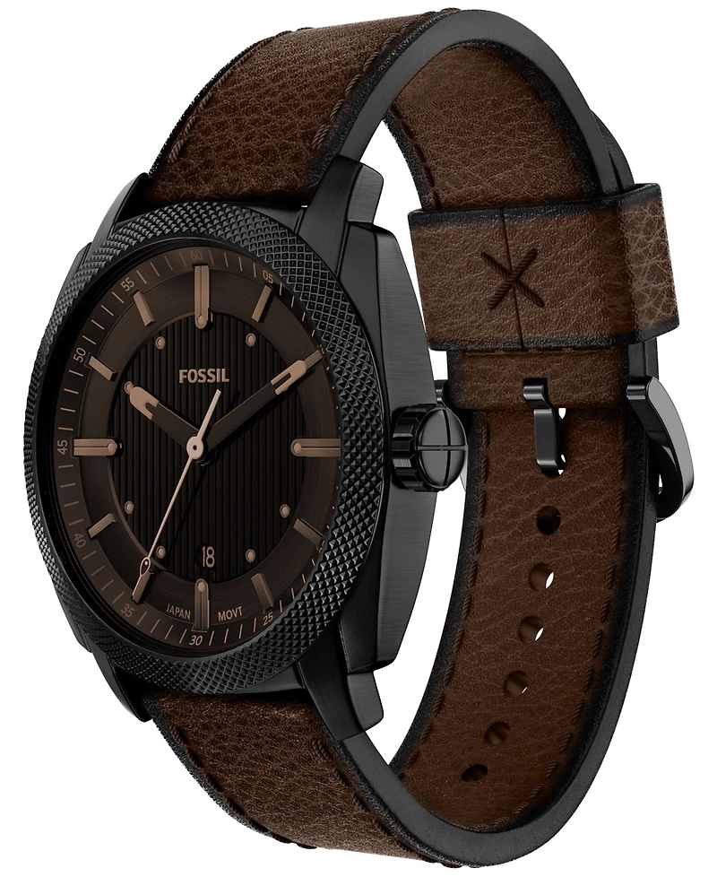 Fossil Men's Machine Three-Hand Date Brown Leather Watch 41mm