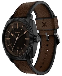 Fossil Men's Machine Three-Hand Date Brown Leather Watch 41mm