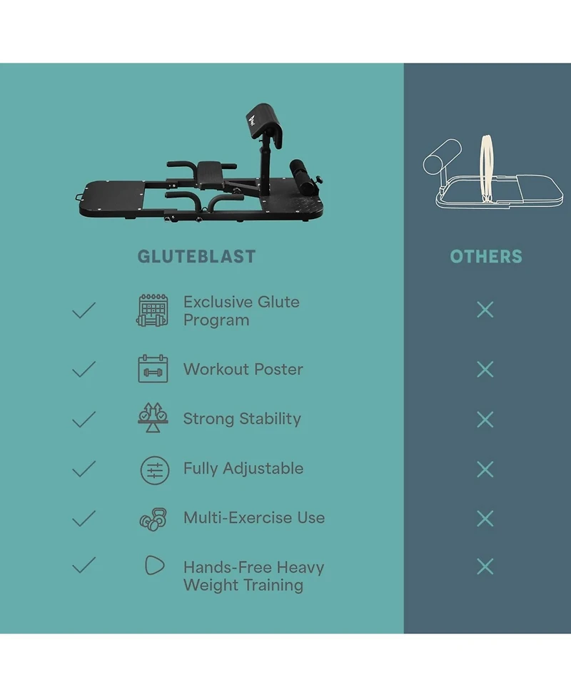 LifePro GluteBlast Hip Thrust Machine – Premium Home Gym Glute & Squat Bench with Resistance Bands