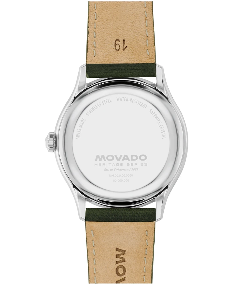 Movado Men's Calendoplan Swiss Quartz Green Leather Watch 37mm