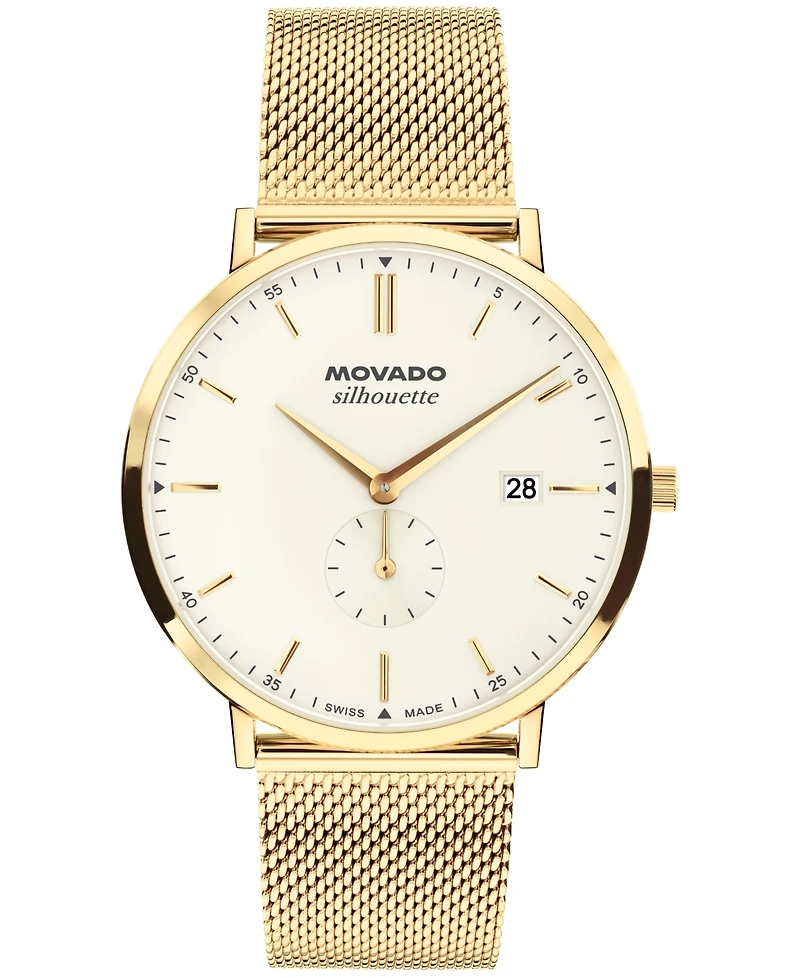 Movado Men's Silhouette Swiss Quartz Ionic Plated Light Yellow Gold Steel Watch 40mm