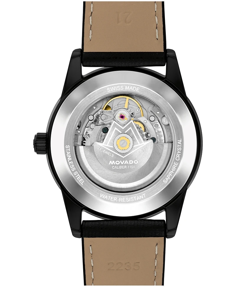 Movado Men's Museum Taga Swiss Automatic Leather Watch 40mm