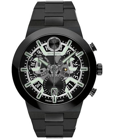 Movado Men's Bold Fusion Swiss Quartz Chrono Ionic Plated Black Stainless Steel Watch 44.50mm