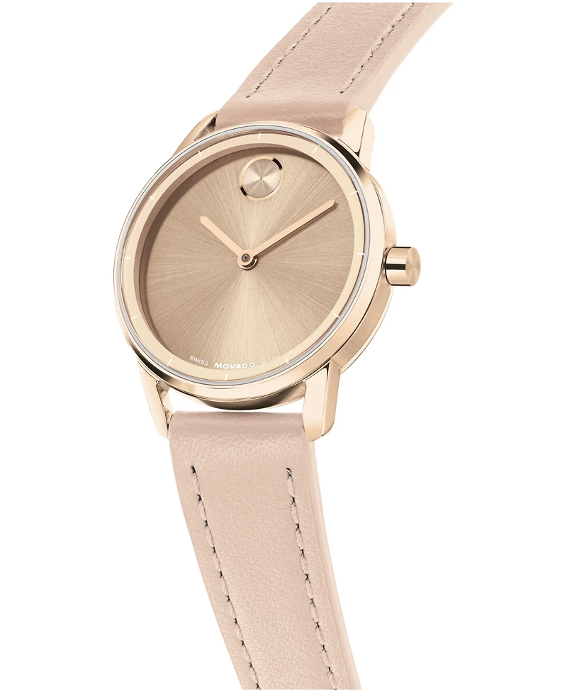 Movado Women's Bold Echo Swiss Quartz Nude Leather Watch 30mm