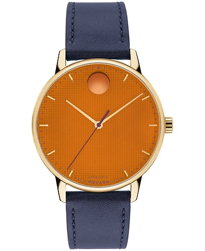Movado Men's Movado Face Swiss Quartz Navy Leather Watch 39mm